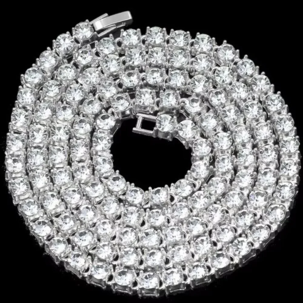 ⭐ Beautiful 20" Diamond Infinity Necklace With 5mm Diamonds 18k White Gold ⭐ - Picture 4 of 7